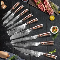 kitchen knives stainless steel 1 10pcs set 7cr17 440c laser damascus japanese santoku cleaver slicing utility chef knife home