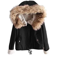 2021 new short hooded parka with fur collar winter jacket women casual warm adjustable waist female cotton liner parka coats