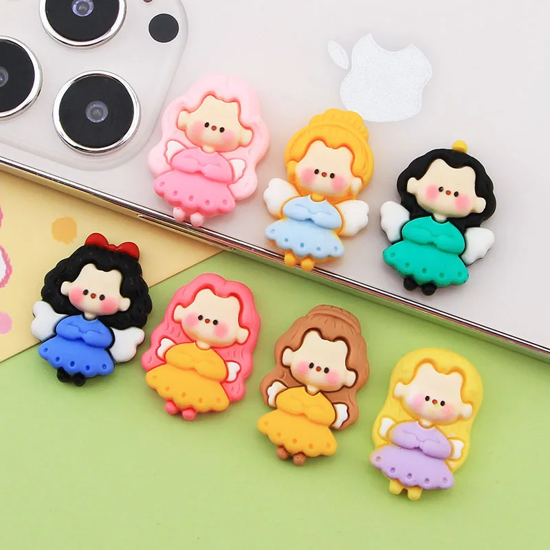

10Pcs Cartoon Angle Princess Flat back Resin Cabochon For Phone Decor DIY Scrapbooking Hair Bows Center Accessories