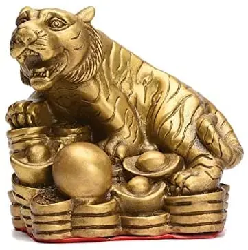 

Латунные китайские слитки зодиака BRABUD, тигровая статуя, домашнее украшение, коллекционные предметы shengxiaohu