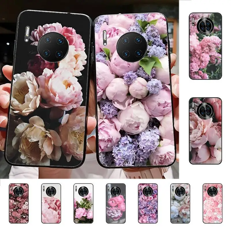 

Elegant Pink Purple Peony Flower Phone Case for Huawei Mate 20 10 9 40 30 lite pro X Nova 2 3i 7se