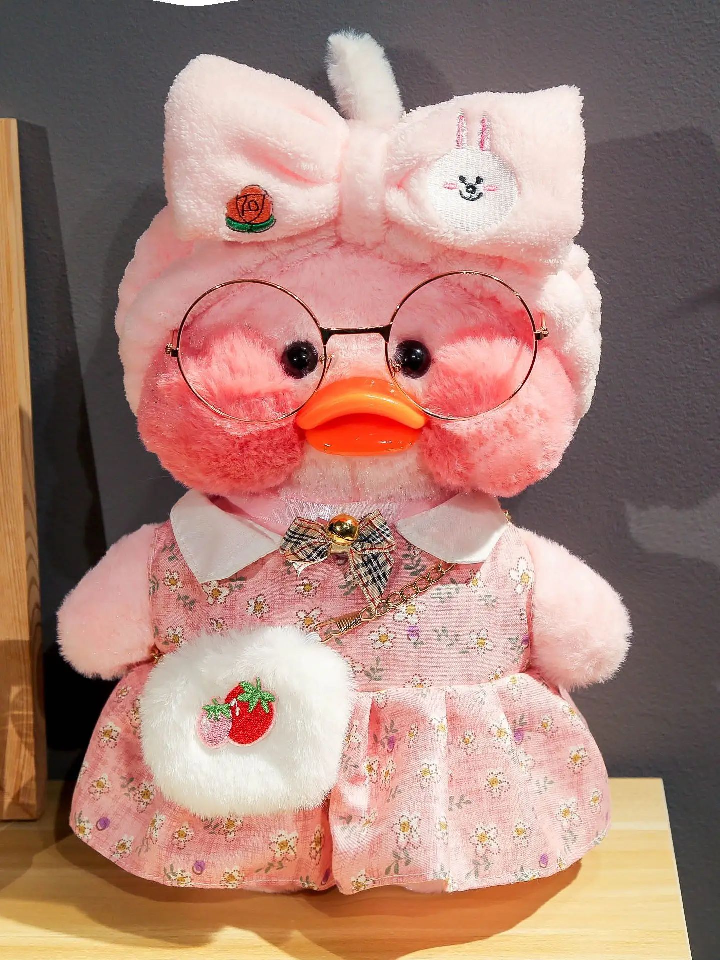 30cm Pink Duck Yellow Lalafanfan Duck Cafe Girl Plush Toy Cute Kawaii Lalafanfan Doll Wearing Glasses Wearing Clothes Toys Gift