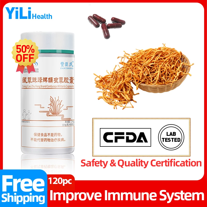 

Immune System Support Energy Booster Supplements Pills Cordyceps Militaris Extract Capsules for Men and Women CFDA Approve