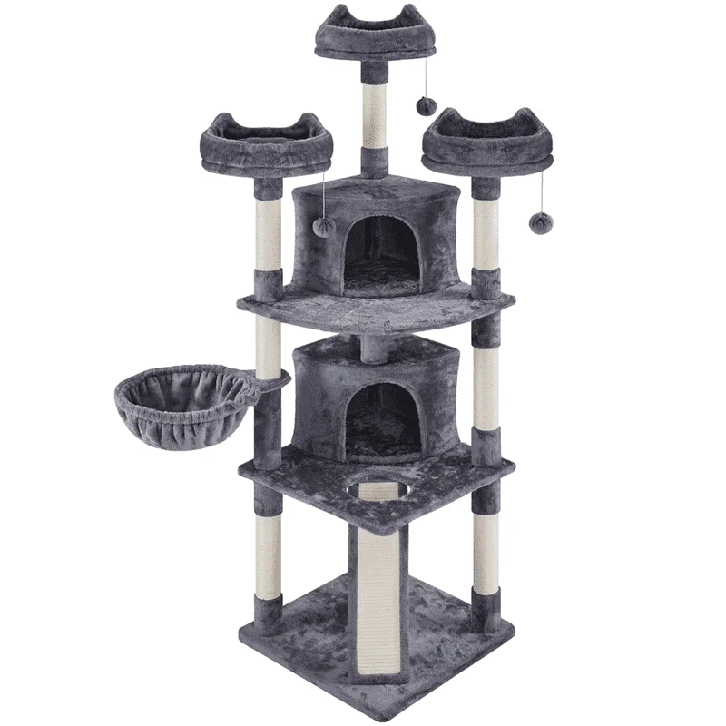 

76"H Large Cat Tree for Kittens & Small/Medium Cats, Dark Gray