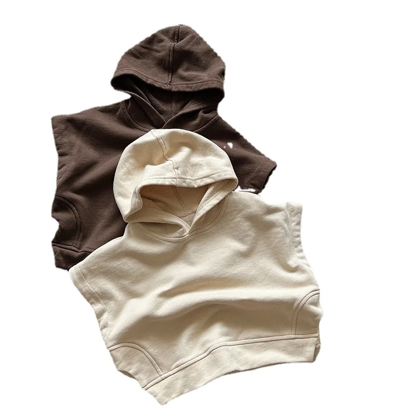 

Kids Clothes Boys Girls Beige Coffee Sleeveless Vest Fall Baby Casual All Match Outerwear for 1-6 Years