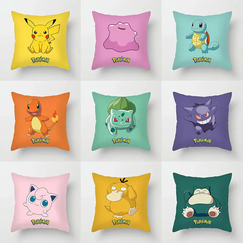 

New Cartoon Pokemon Pikachu Pillowcase Cushion Cover Home Decoration Living Room Sofa Bedroom Car Pillow Covers Fashion 45X45 cm
