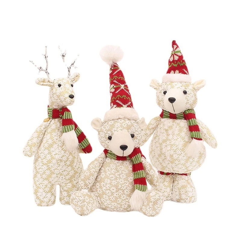 

Elk/Bear Christmas Plush for Doll Toy for Table Fireplaces Indoor Home Decoration 87HB