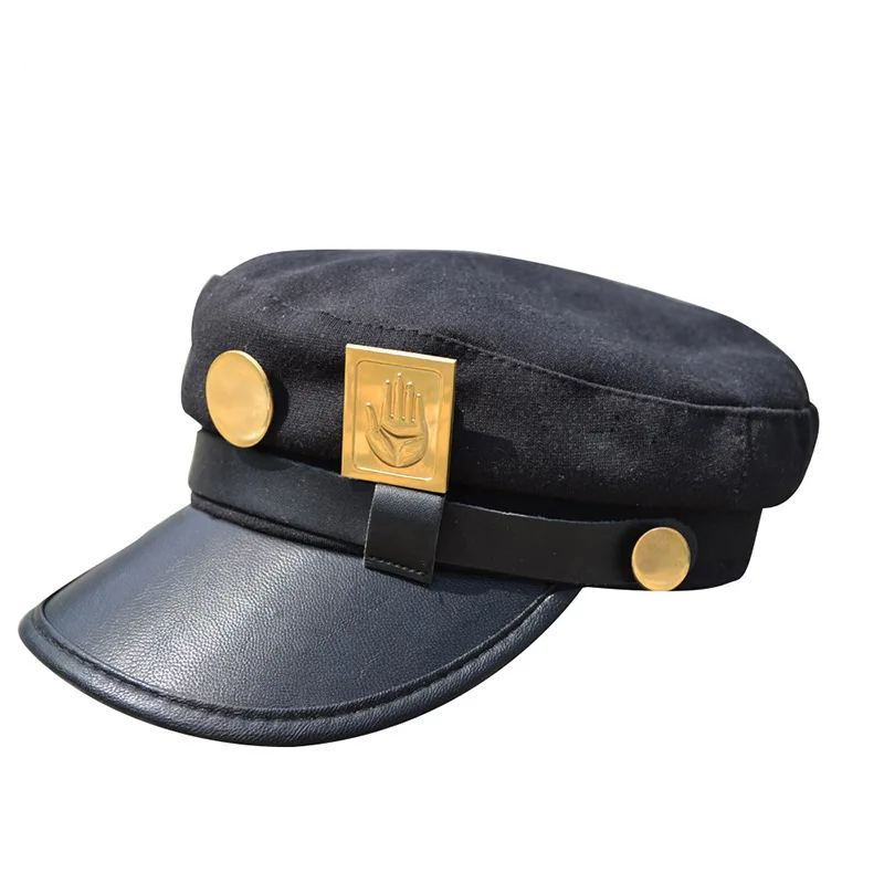 

Anime jojos JoJo's Bizarre Adventure Cosplay Hat Jotaro Kujo Cosplay Hats JOJO Army Military Flatcap Badges Anime Around