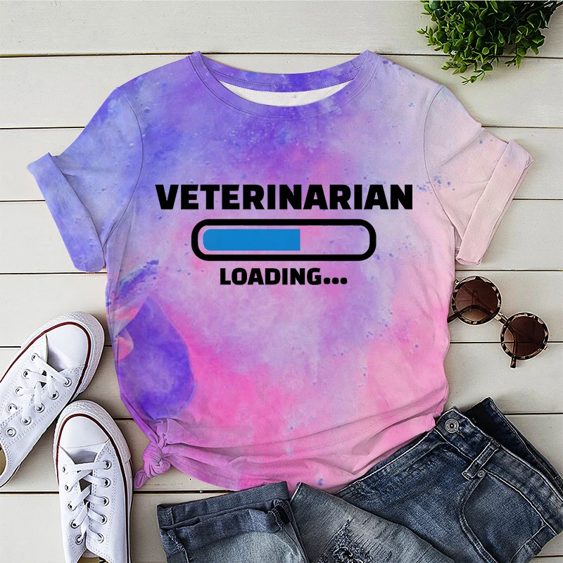 

Casual Veterinarian Loading Print T-shirts New Fashion Tie-dye Graphic T Shirts Vintage Trendy Y2k Tops Women 2023 Funny Tees