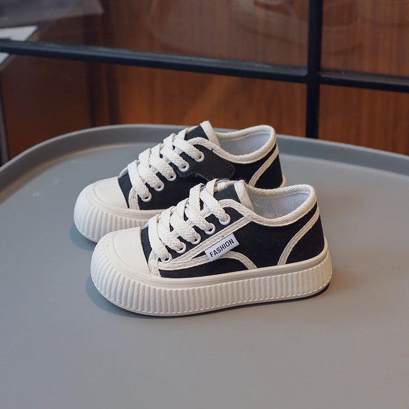 

Детская повседневная обувь для девочек, новинка 2023, мягкая дышащая простая Нескользящая Детская универсальная обувь с круглым носком для мальчиков в Корейском стиле