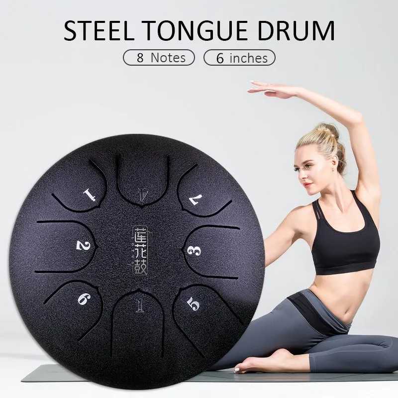 

Tongue Drum 6 Inch Steel Tongue Drum 8 Tune Hand Pan Drum Tank Hang Drum With Drumsticks Carrying Bag Percussion Instruments #ED