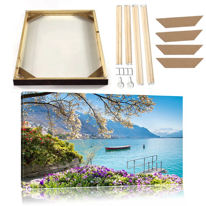 Красивый пейзаж, холст, живопись с рамкой, Женева, озеро, Мак, остров, Bay, фотография, абстрактная картина, Декор