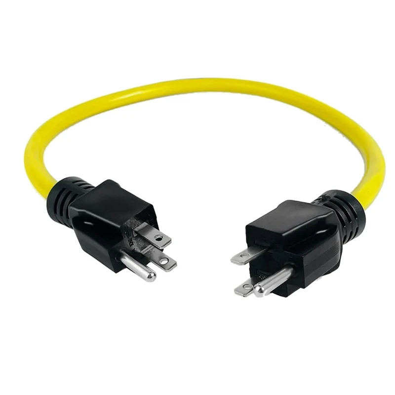 

2 Pack 3 Prong Plug To Plug Male Double 5-15P Extension Cord, RV, Generator Adapter Cord, 125V 24Inch US Plug
