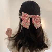 elegant floral cotton bow hair clip fashion print hair barrette for women girls sweet hairclip hair grip beach accessories