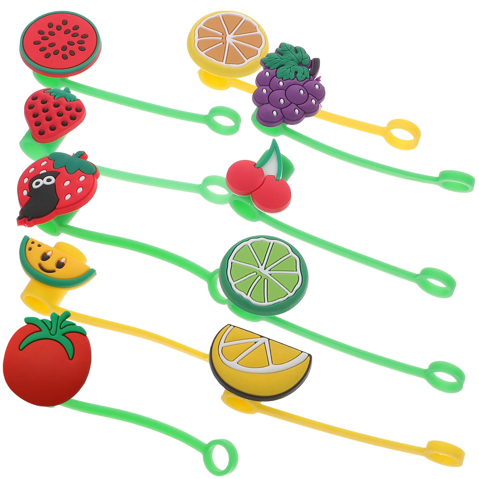 

Fruit Straw Cap Cactus Topper Covers Decor Party Tips Reusable Drinking Cartoon Caps