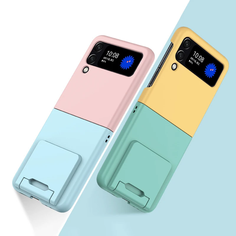 

Candy Colors Folding Phone Stand Case for Samsung Galaxy Z Flip 3 Z Flip 4 Hard PC Back Cover for ZFlip3 ZFlip4 Case Shell