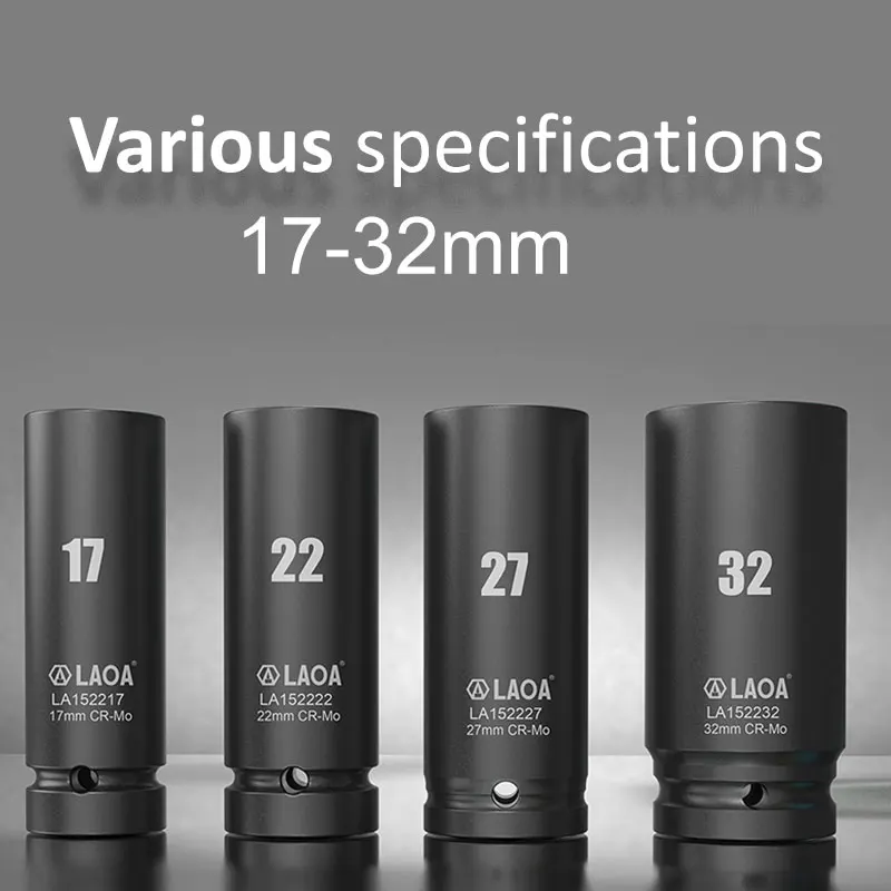 LAOA 1/2 дюймовый шестигранный ключ с головкой 17-24 мм, используемый на трещоточном ключе, динамометрический ключ, глубокая головка для пневматического электрического инструмента