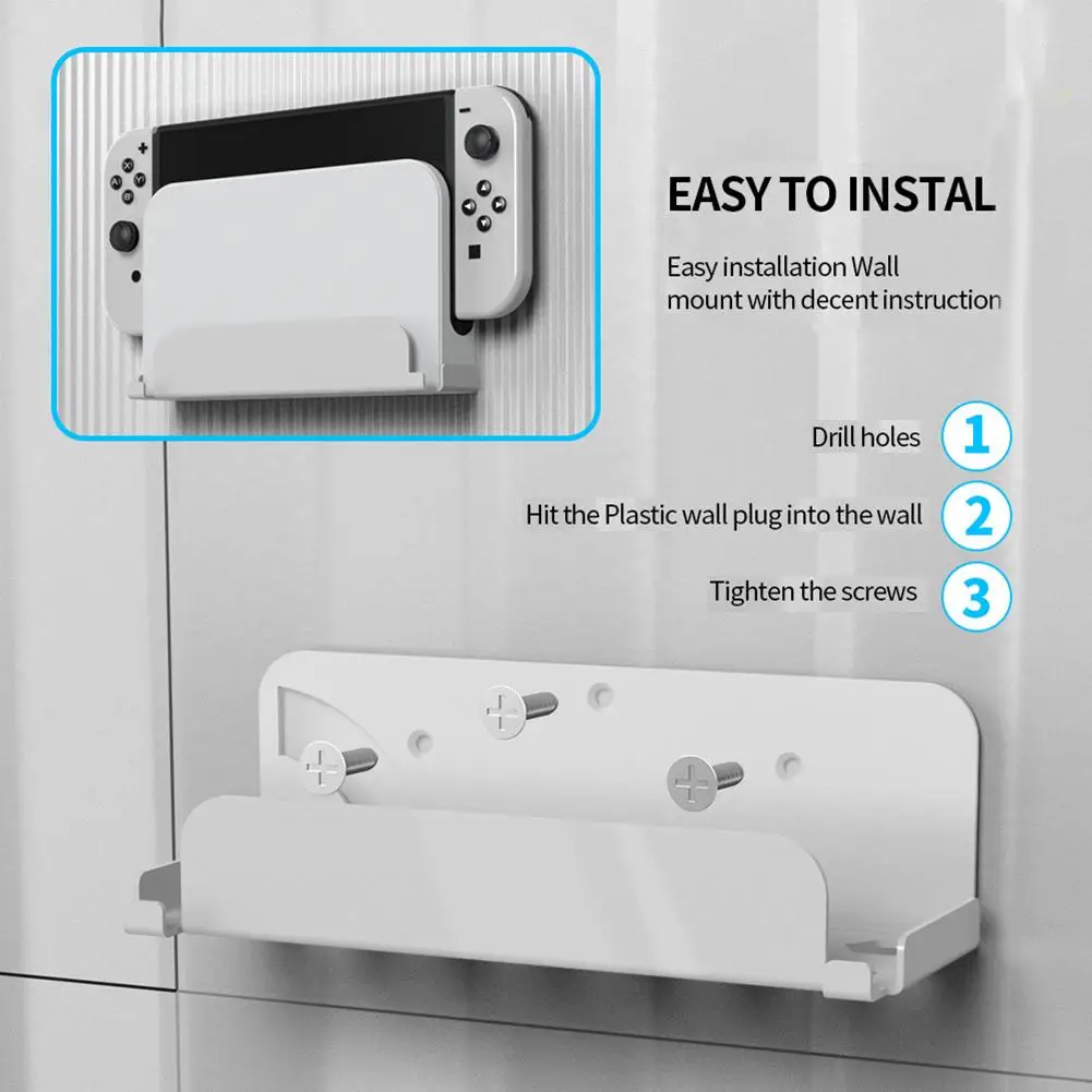 

For Switch Oled Host NS Tv Box Wall Mounting Stand Holder Dock Storage Bracket Protective Game Accessories Compatible