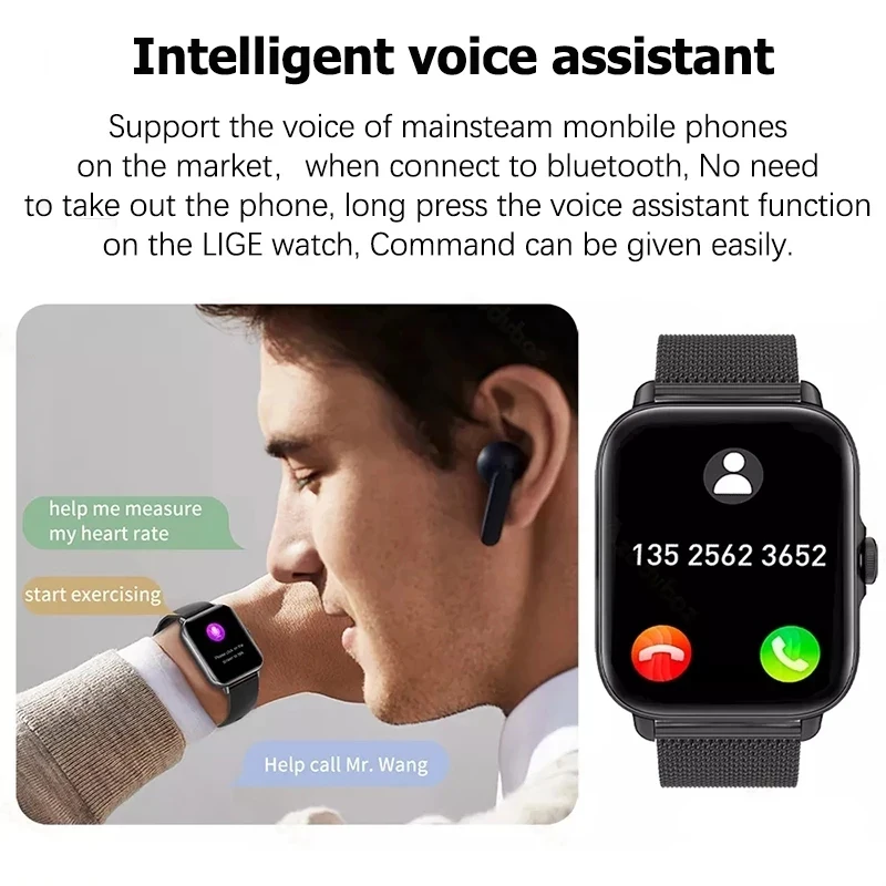 Смарт-часы LIGE мужские/женские водонепроницаемые с пульсометром и Bluetooth - купить