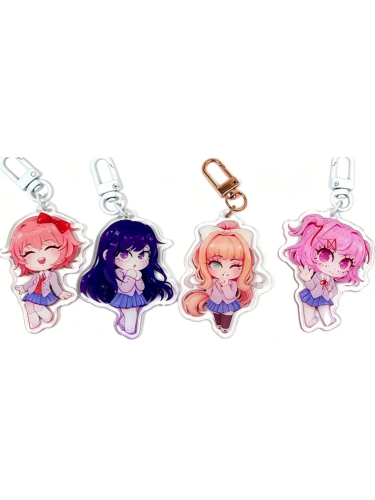 Акриловый брелок DDLC с белой бронзовой застежкой: Сайори, Юри, Моника, Нацуки. Аниме-шарм для сумки, коллекционный кулон по игре, подарок для фанатов и коллекционеров. (art.: 3920db82cfb1f) - 3920db82cfb1f