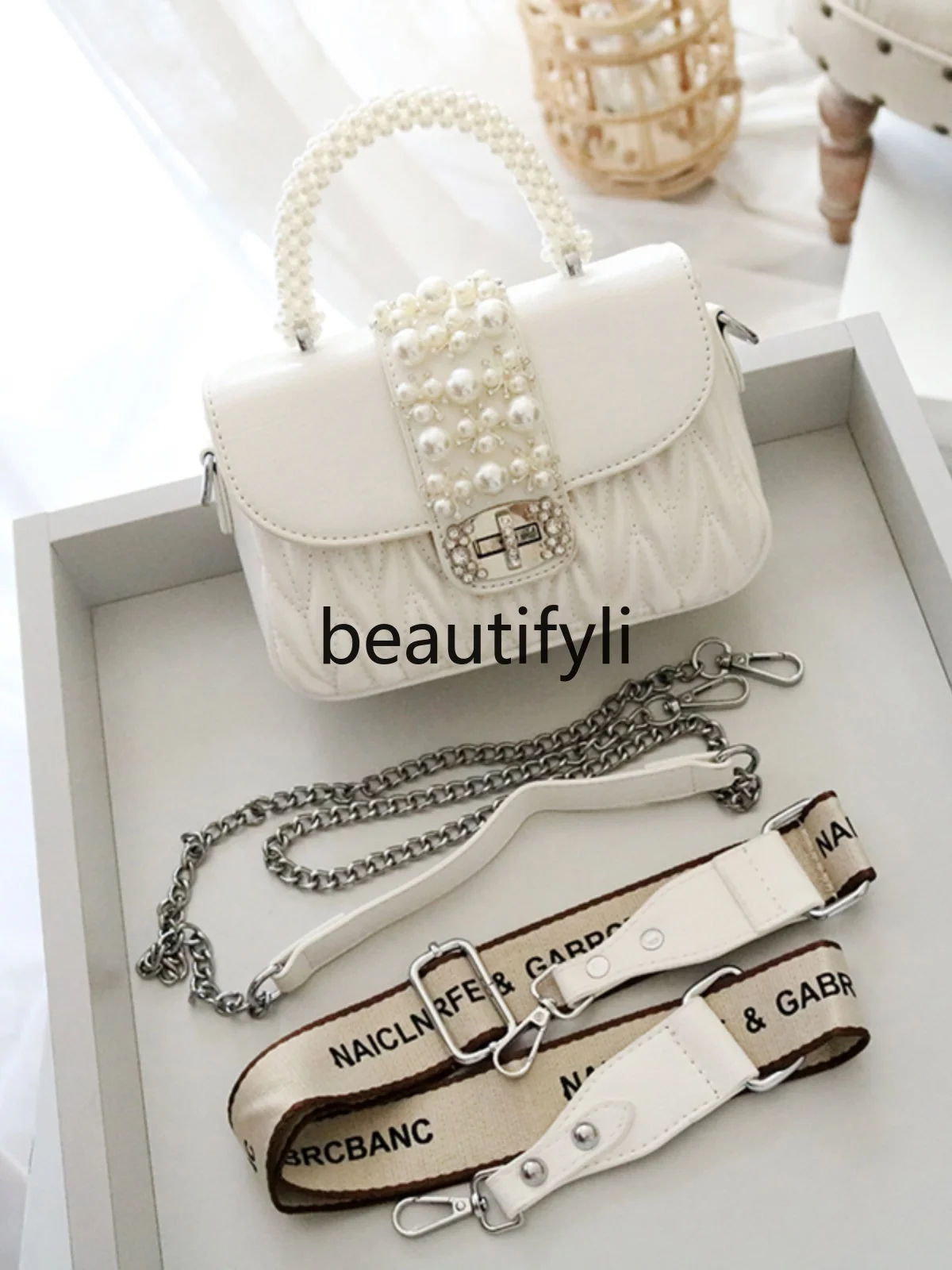 Складная жемчужная сумка с поворотным узором модная женская через плечо