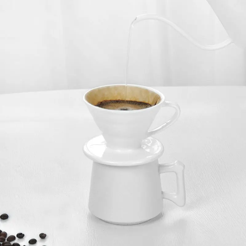 Ceramic Coffee Dripper Pour Over Coffee Maker V Shape Drip Coffee Filter Classic Color White Black Red Brown V01 V02 images - 6