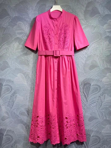 Женское элегантное платье SEQINYY, винтажное подиумное платье из 100% хлопка с вырезами, повседневный модный дизайн высокого качества для весны и лета