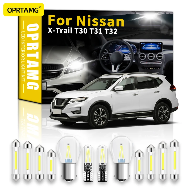 

OPRTAMG Canbus LED Interior Dome Map Trunk Light Kit For Nissan X-Trail X Trail T30 T31 T32 2001-2019 2020 2022 Auto LED Bulbs