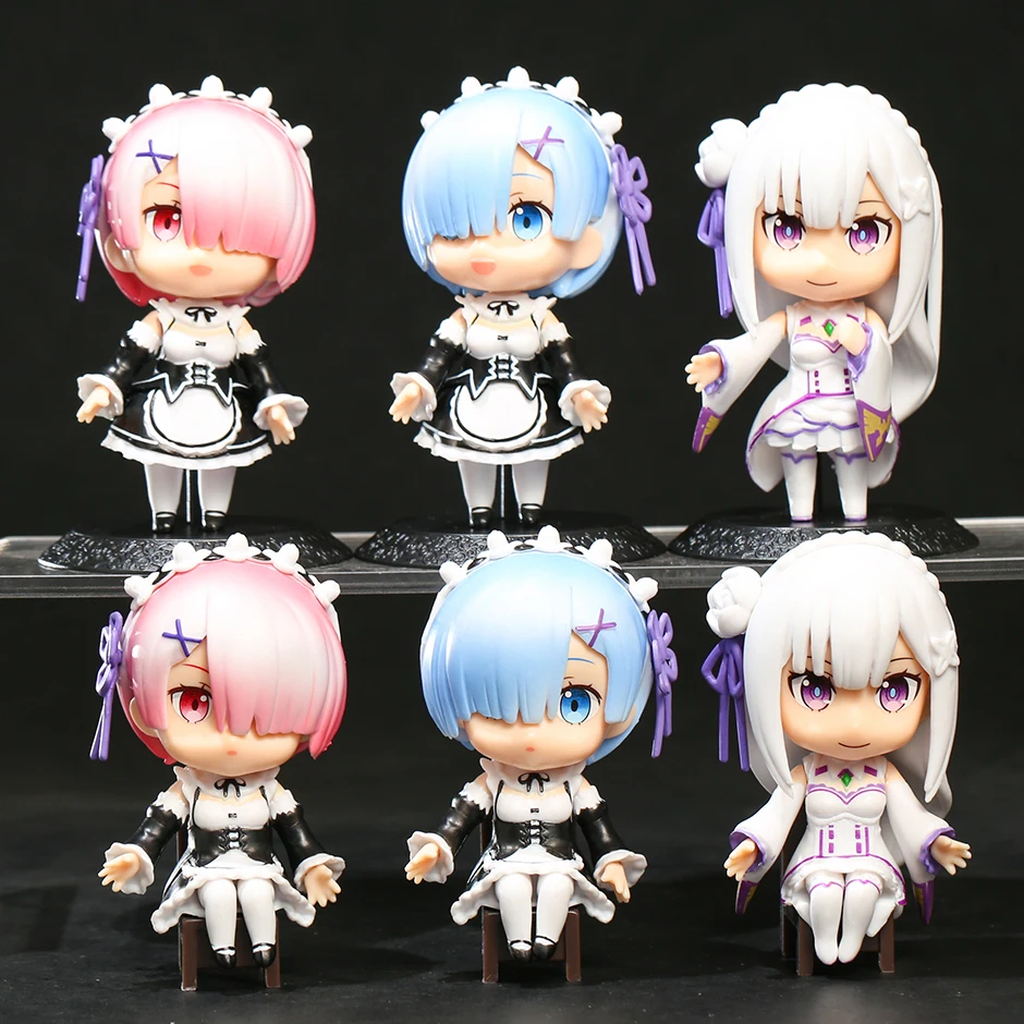 Re:ZERO Starting Life In Another World Emilia Rem Ram Figures Toys Desktop Decoration Dolls Gift 6pcs/set