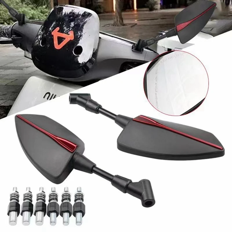 1 Pair Red Rearview Mirrors Motorcycle Aluminum Side Rear View Mirror Universal