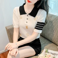 womens sweater korean fashion pullover knitted summer knit short sleeve korean clothing white 2022 cheap wholesale women clothe