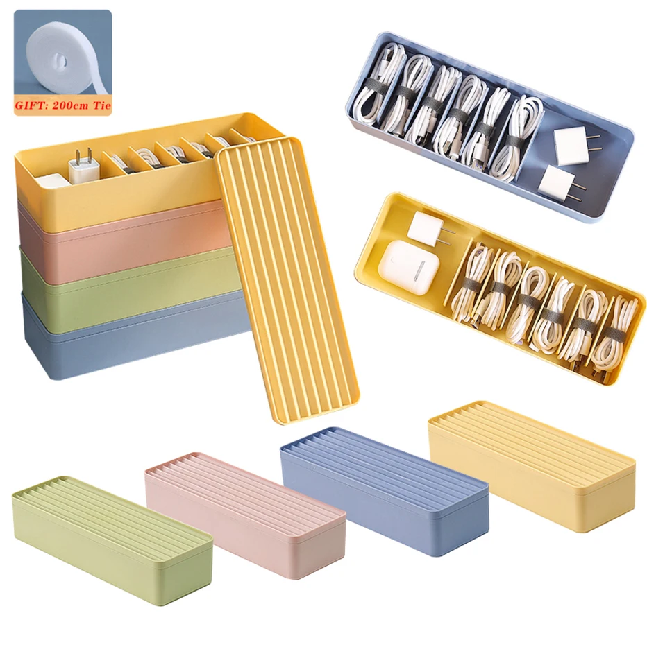 

Desk Drawer Charger Cable Organizer Dustproof Power Cable Storage Box Wire Manager Box Desktop Charging Cable Collect Box