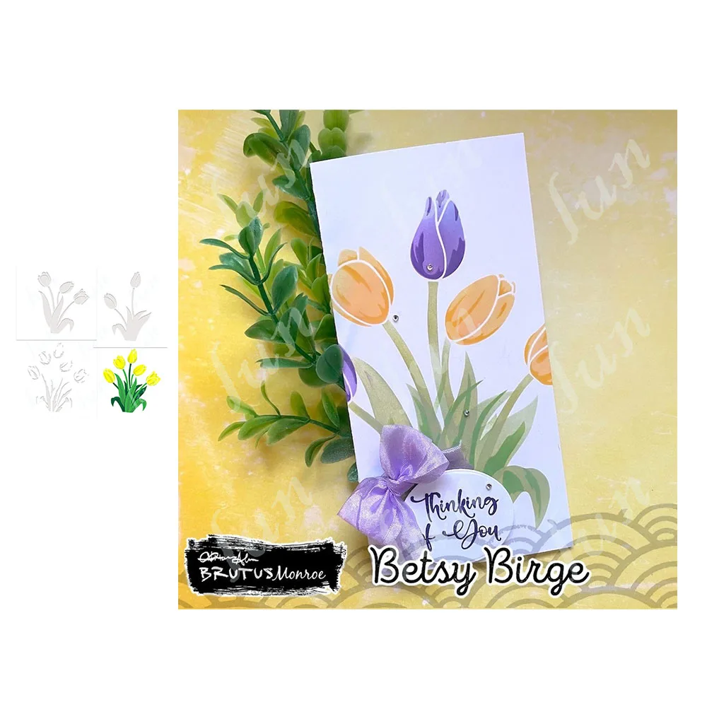 

Handmade DIY Heart Wreath Rectangle Label Tulip Floral Layering Stencils Set Make Paper Scrapbooking Photo Album Decoration Mold