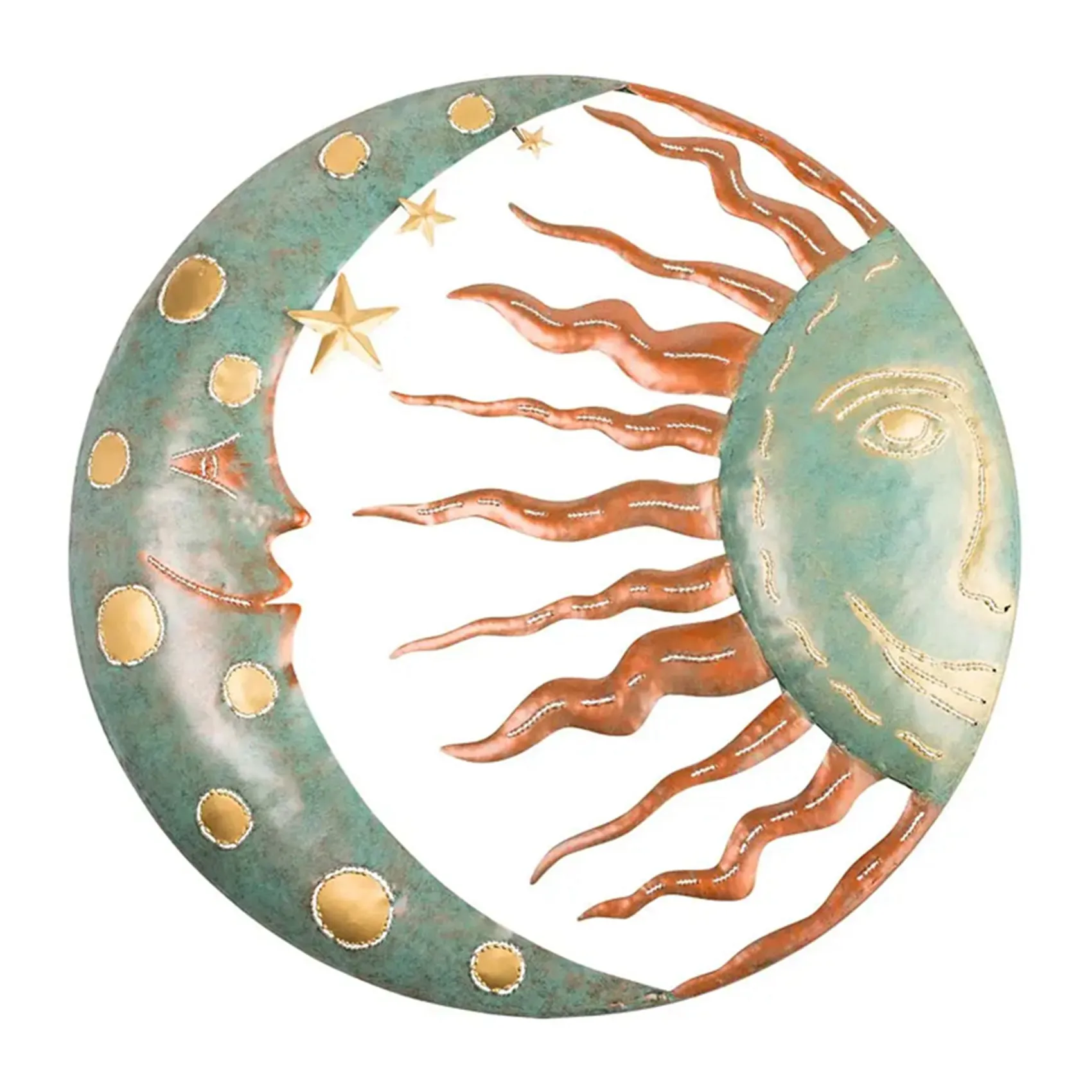 

Металлическое настенное художественное украшение, креативная статуя Солнца и Луны, подвесные украшения, Декор для дома, гостиной, сада B