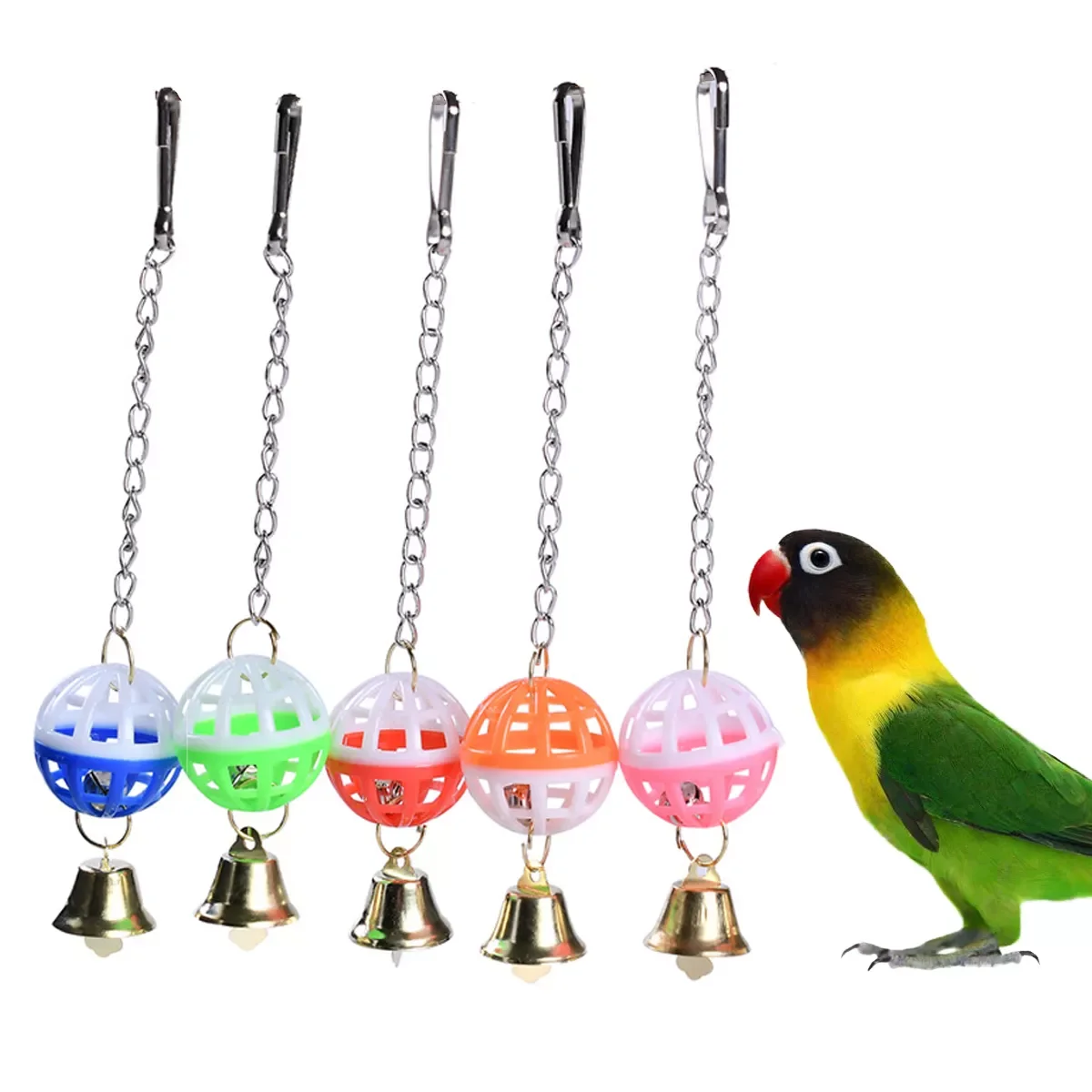 

Colorful Bird Swing Toys With Bell Hanging Toy Bird Parrot Toy For Budgie Lovebirds Conures Small Parakeet Cages Decor