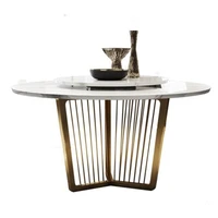 modern dining table set fashionable creative style marble top metal multi table with backrest chairs for best service