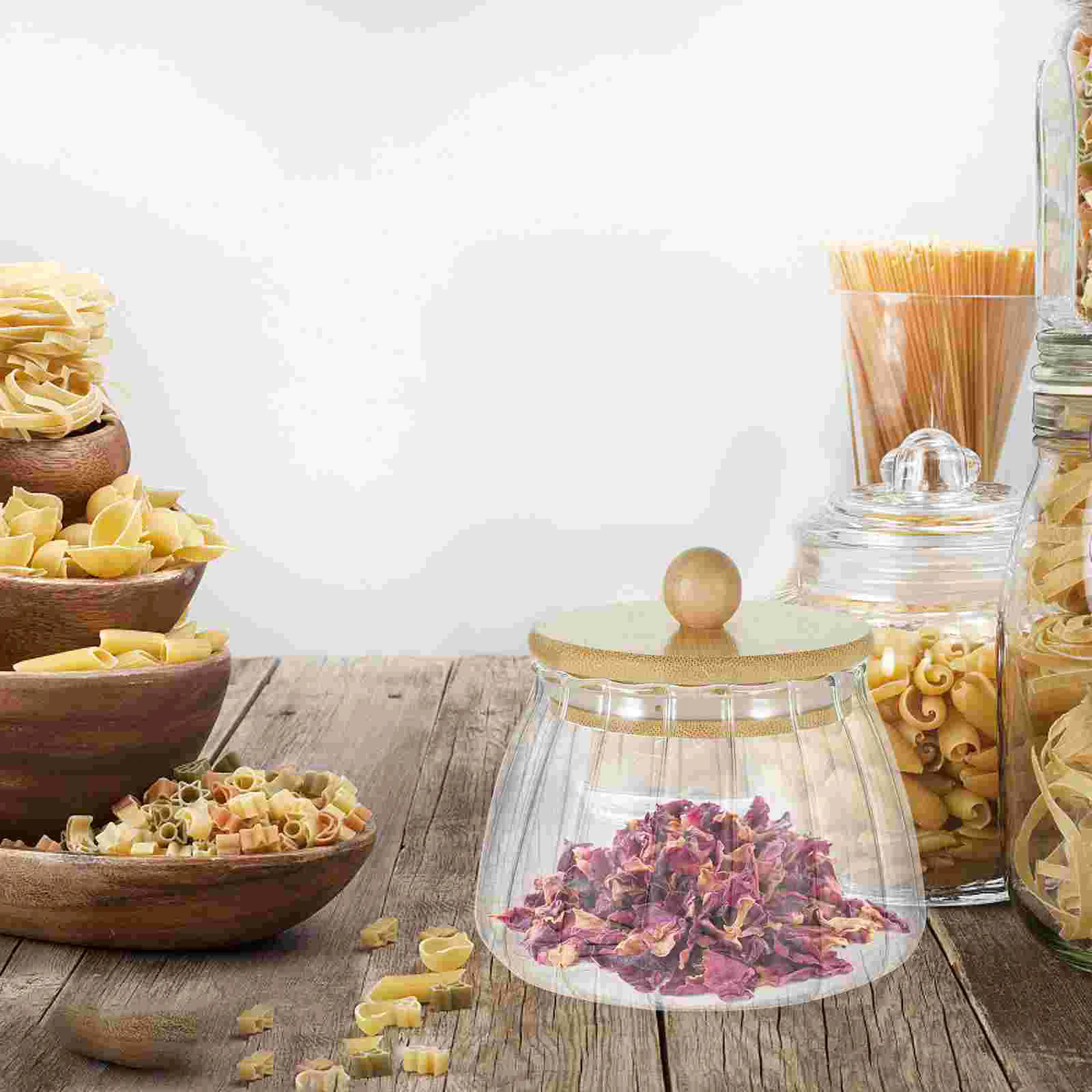 

Kitchen Tea Storage Jar Glass Tea Container Airtight Clear Glass Holder with Lid Glass Canister