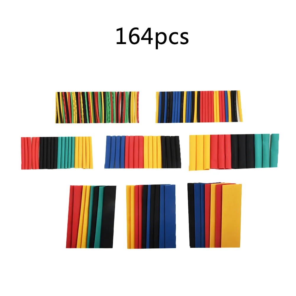 164pcs Heat Shrinkable Wire Connectors Insulation Covering Electrical Wiring Connection Power Shrink Tubing Wire Cable Sleeves
