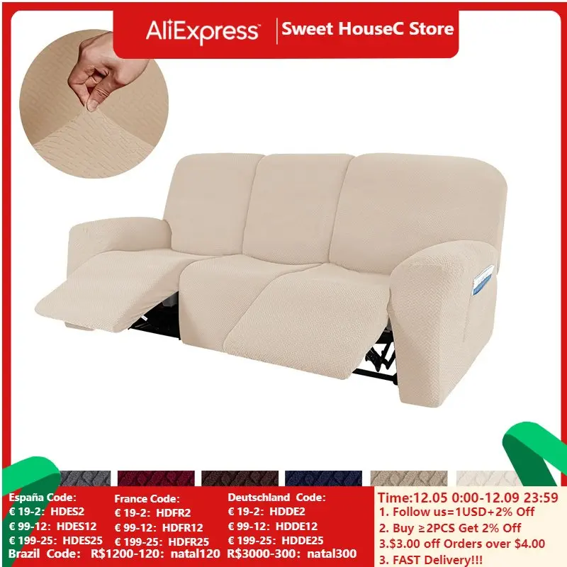 

Spandex Jacquard Recliner Cover Split Elastic Lazy Boy Chair Cover Stretch Lounger 3 Seater Couch Slipcover Armchair Covers