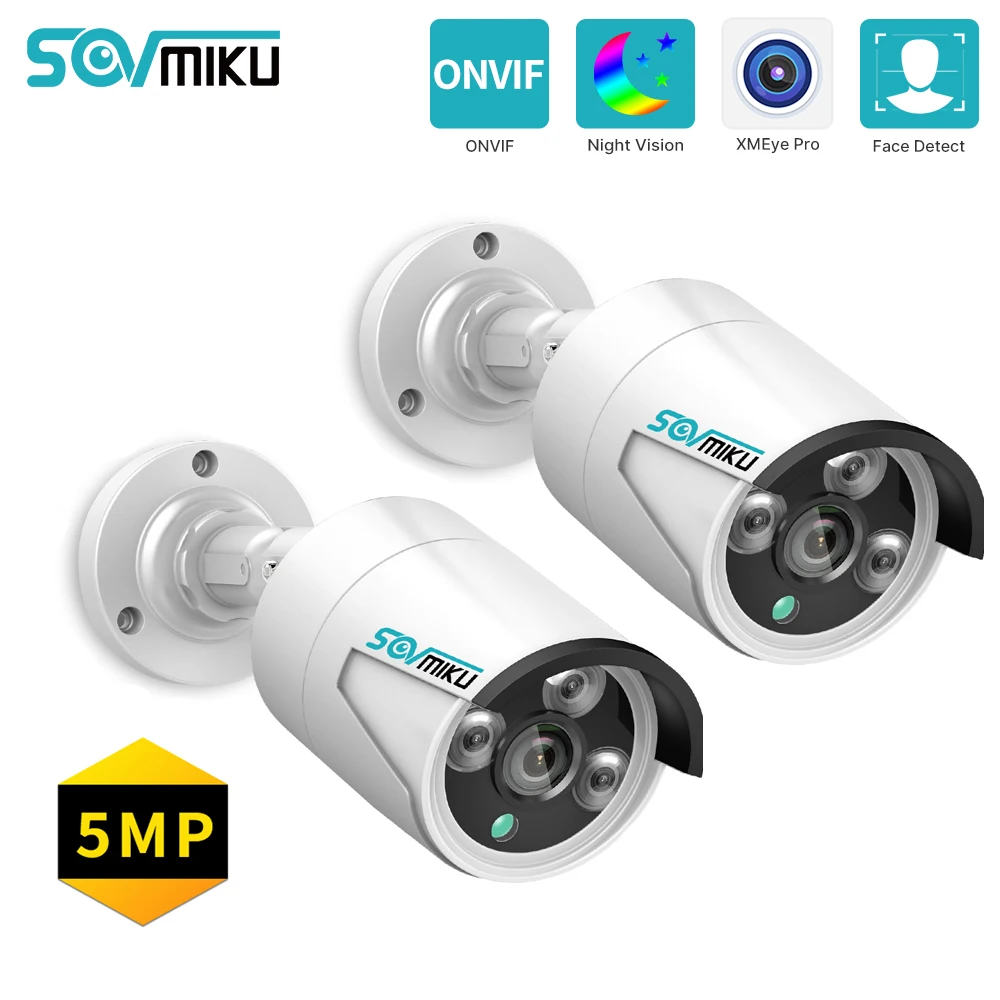 

SOVMIKU 5MP POE IP Camera Outdoor Security H.265 Audio Recording Video CCTV Surveillance Bullet Cameras Face Detect iCsee Onvif
