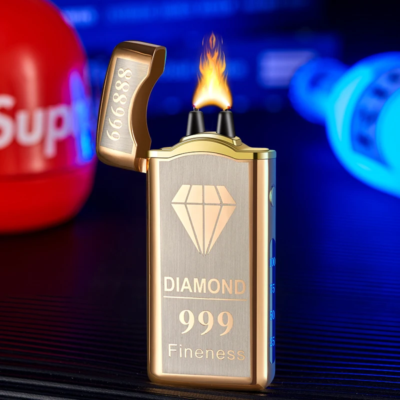 

2023 New USB Big Flame Cigar Lighter Pulse Windproof Arc Electric Candle Lighters Plasma Flameless Gift For Boyfriend