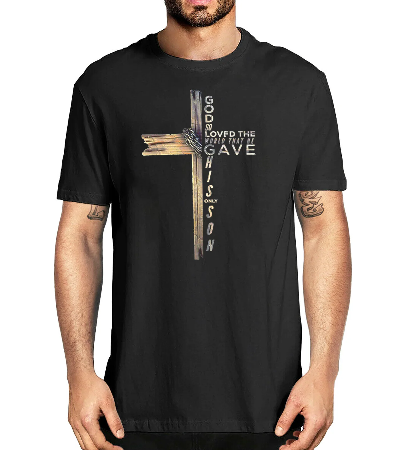 

Мужская хлопковая футболка с коротким рукавом, круглым вырезом и надписью на тему Библии, Джона 316