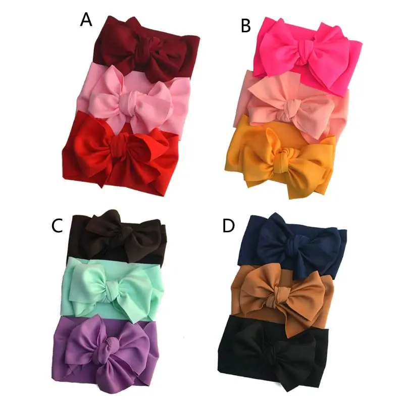 

3 Pcs Baby Big Knot Bow Headband Girls Oversized Hair Bows Headwrap Kids Turban