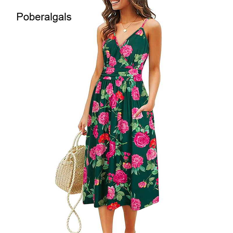 Женское летнее платье-трапеция с карманами и завышенной талией |