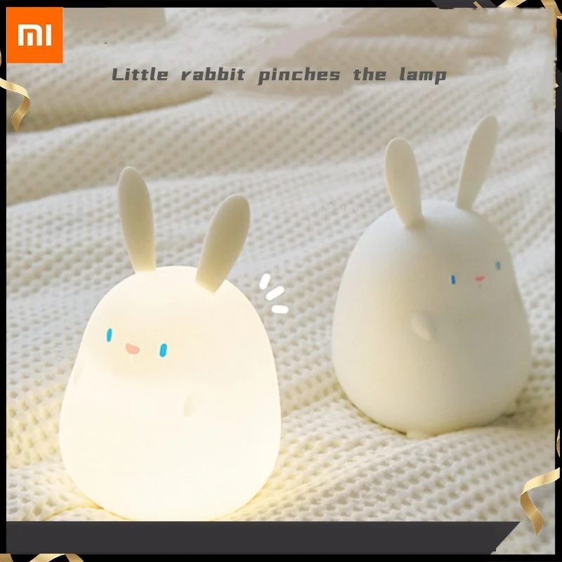 

Xiaomi Little Rabbit A Few Night Lights Cute Cartoon Cute Rabbit Pat Silicone Can Be Timed USB Charging LED Timed Table Lamp