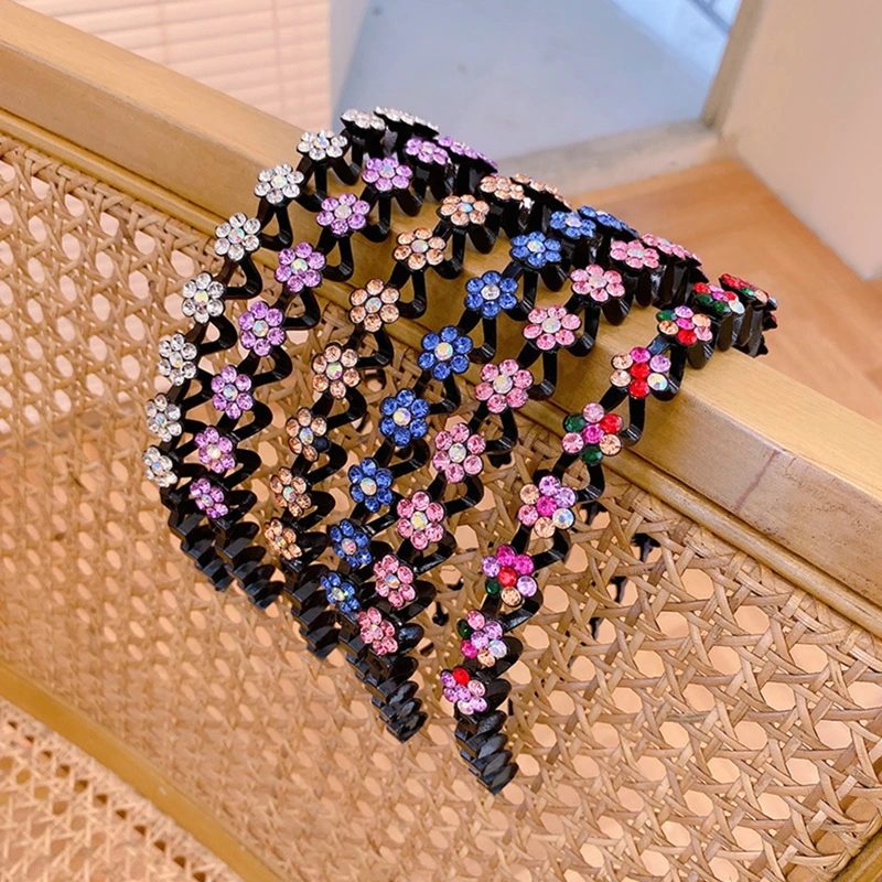 

2022 модные жемчужные Нескользящие стразы, резинки для волос для девочек, Эластичные Цветочные женские обручи для волос, повязка на голову, об...