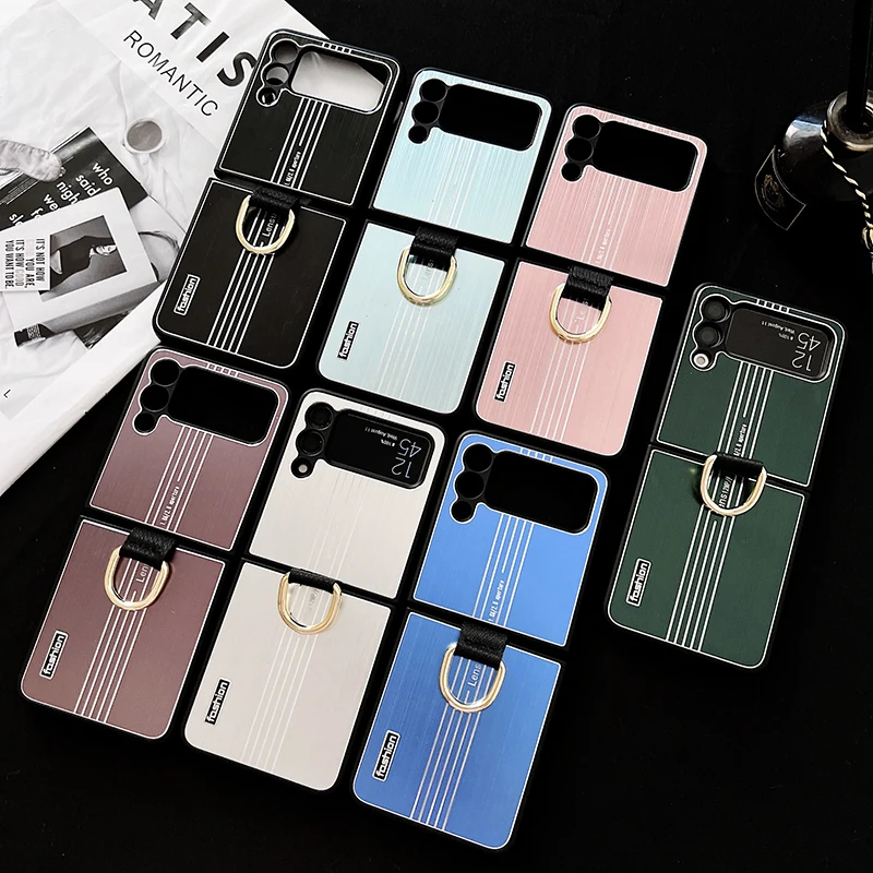 

Роскошный красочный матовый металлический чехол-книжка для телефона в Корейском стиле Z Flip 3 для Samsung Galaxy Z, противоскользящий Жесткий Тонкий...