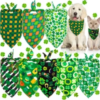 polyester washable dog bandanas scarf bowties collar pet square bib for puppies kittens st patricks day pet bib pet supplies