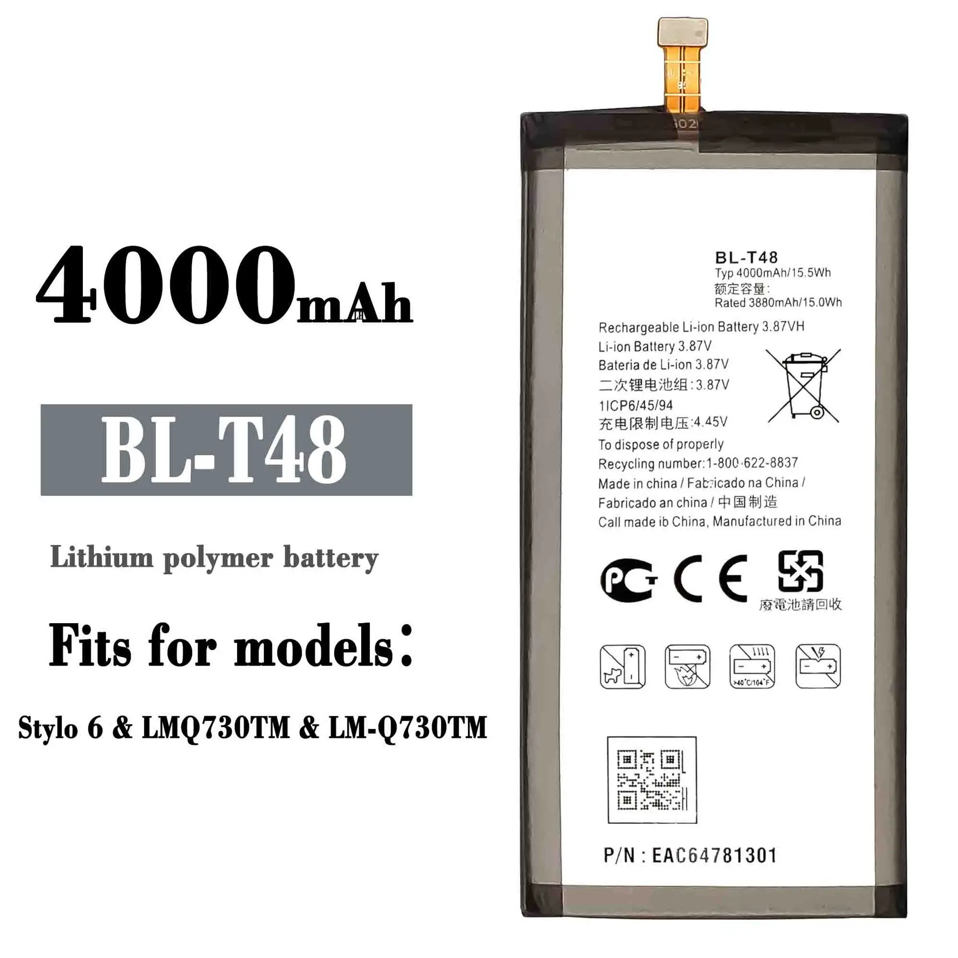 

BL-T48 100% Orginal High Quality 4000mAh Battery For LG Stylo 6 LMQ730TM High-capacity Built-in Lithium Replacement Batteries