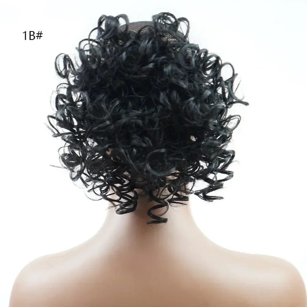 Шиньон Синтетические короткие вьющиеся волосы для женщин Шнурок с фрикадельками